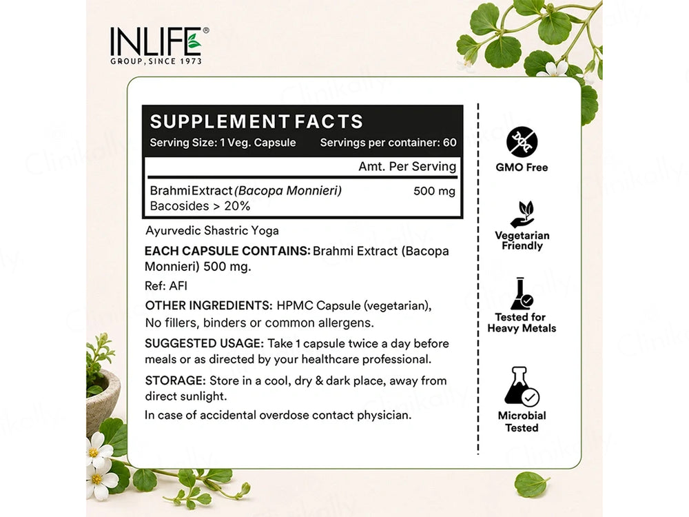 Inlife Brahmi 500mg Vegetarian Capsule