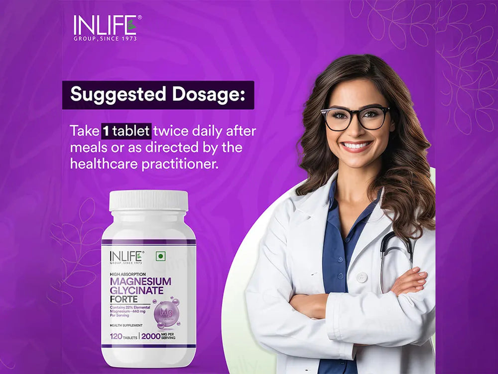 Inlife High Absorption Magnesium Glycinate Forte 2000mg Supplement Tablet
