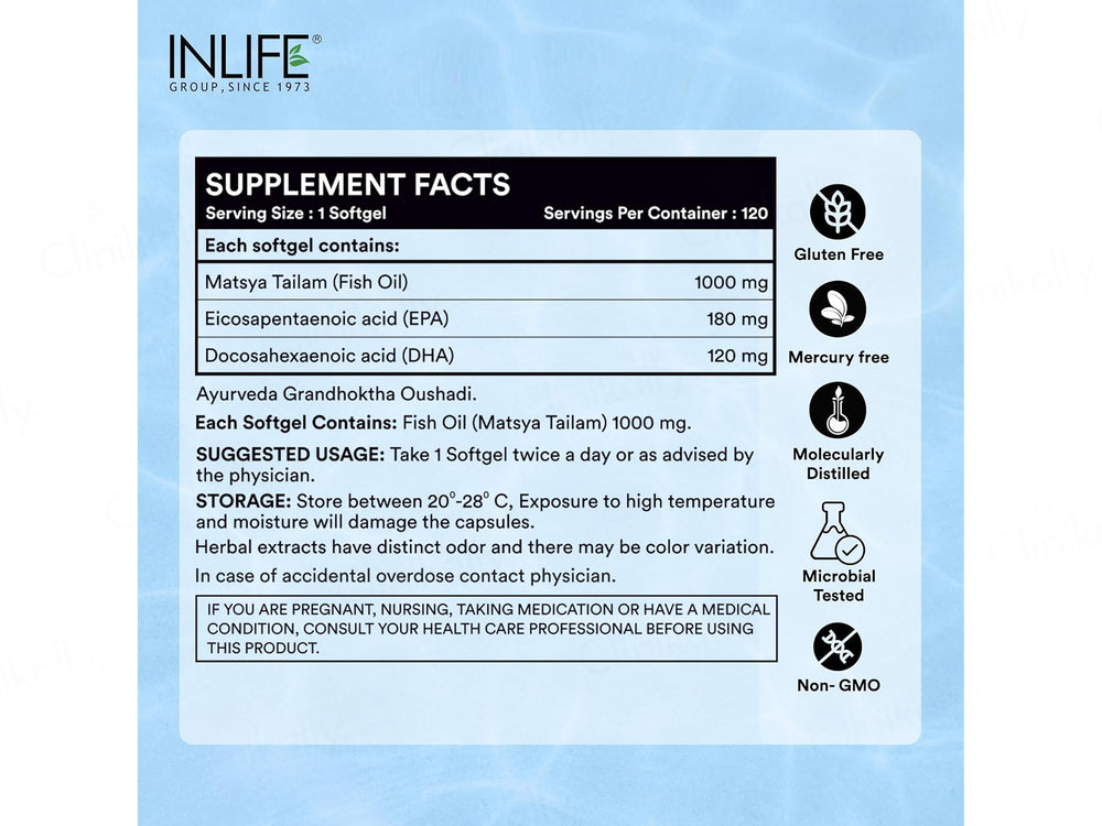 Inlife Fish Oil Matsyatailam Omega-3 1000mg Softgel