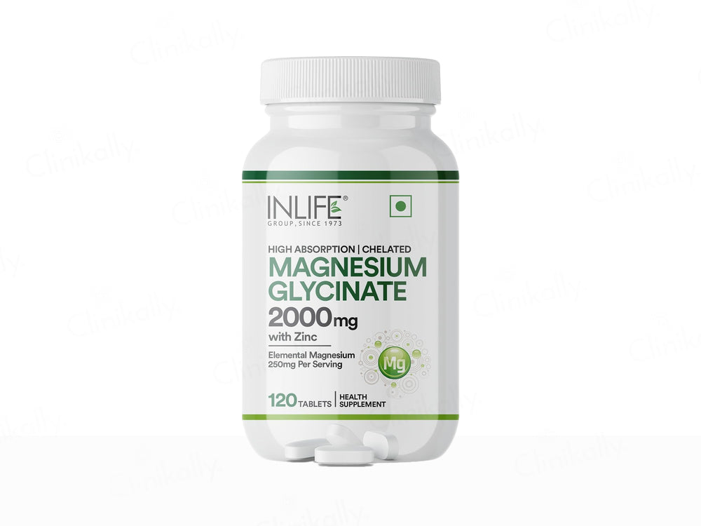 Inlife High Absorption Chelated Magnesium Glycinate 2000mg With Zinc Supplement Tablet