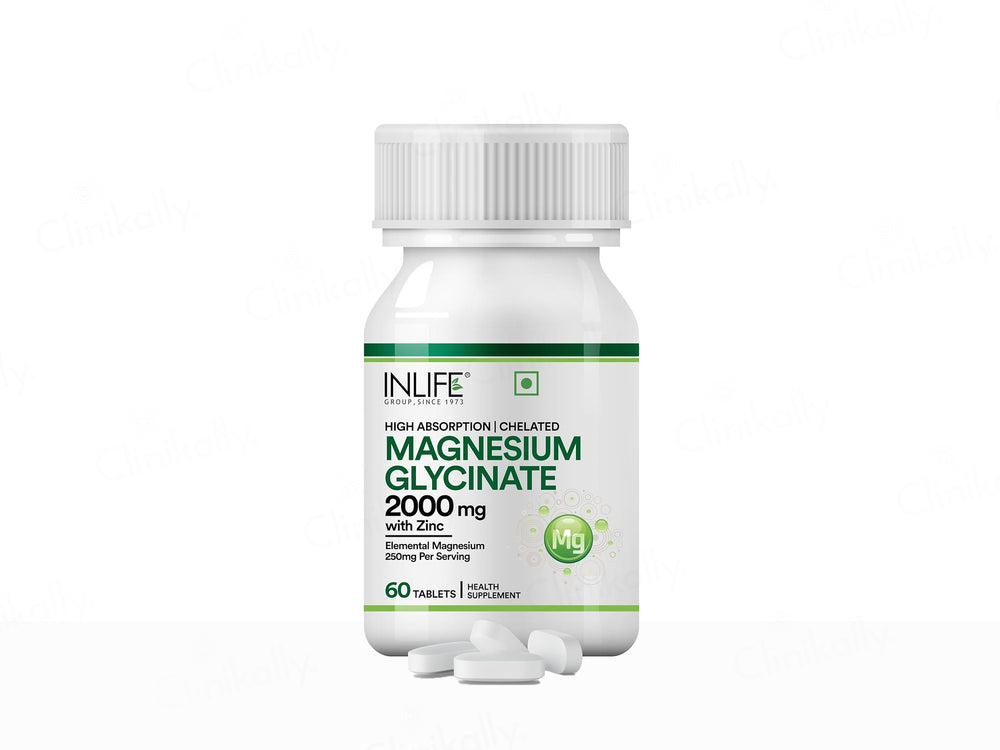 Inlife High Absorption Chelated Magnesium Glycinate 2000mg With Zinc Supplement Tablet