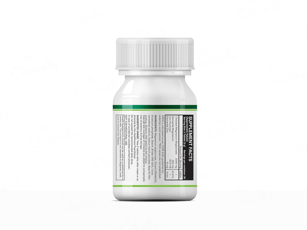 Inlife High Absorption Chelated Magnesium Glycinate 2000mg With Zinc Supplement Tablet