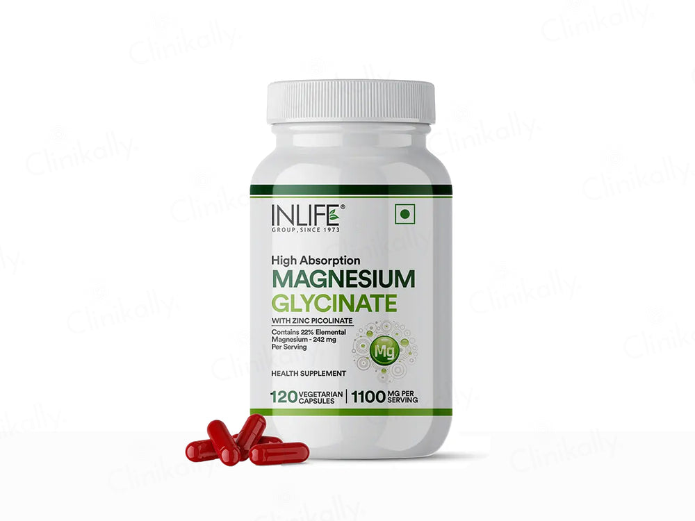 Inlife High Absorption Magnesium Glycinate 1100mg Vegetarian Capsule