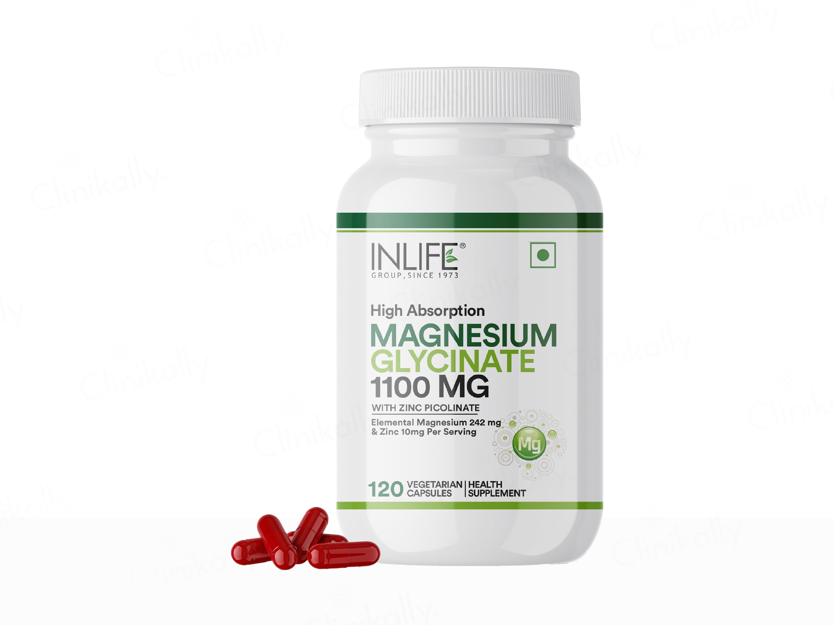 Inlife High Absorption Magnesium Glycinate 1100mg Vegetarian Capsule