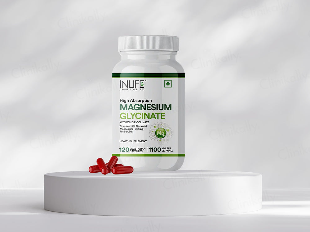 Inlife High Absorption Magnesium Glycinate 1100mg Vegetarian Capsule