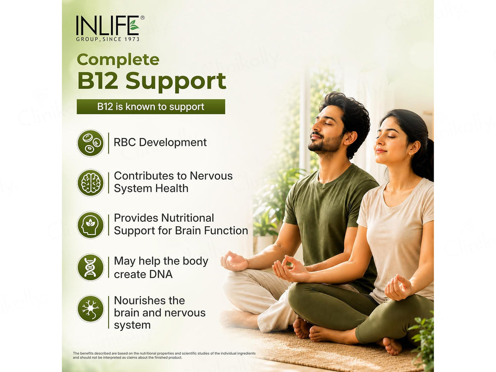 Inlife High Absorption Plant Based Vitamin B12 Nutraceutical Vegetarian Capsule