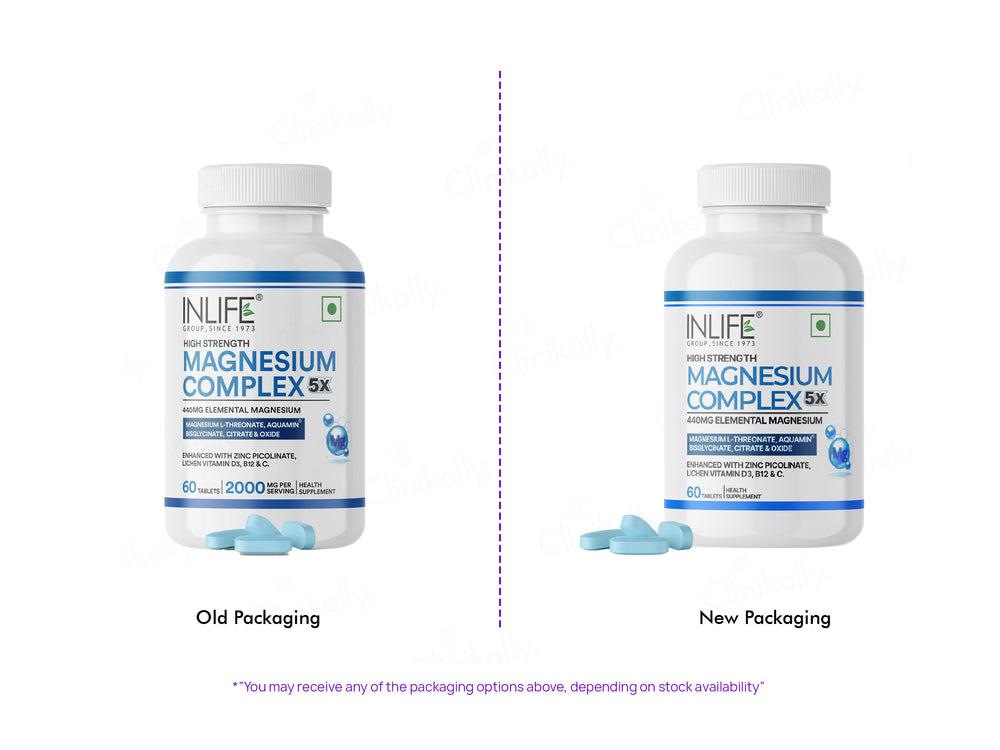 Inlife High Strength Magnesium Complex 5x 2000mg Health Supplement Veg Tablet