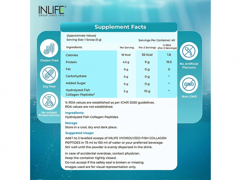 Inlife Japanese Hydrolyzed Fish Type 1 Collagen Peptides Nutraceutical Powder