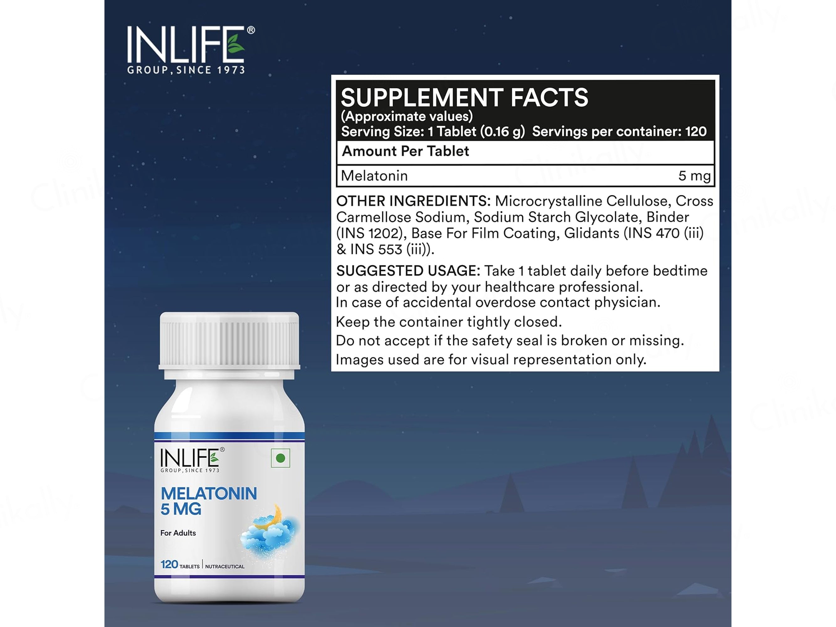 Inlife Melatonin 5mg Nutraceutical Veg Tablet For Adults