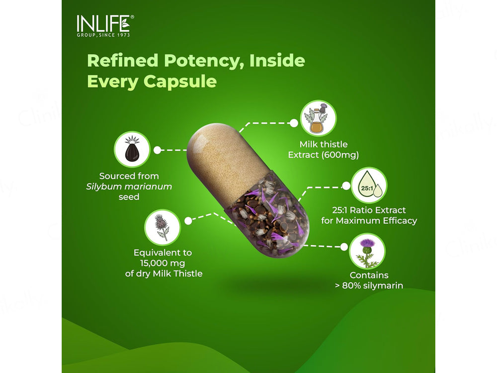 Inlife Milk Thistle Silybum Marianum Extract 600mg Vegetarian Capsule