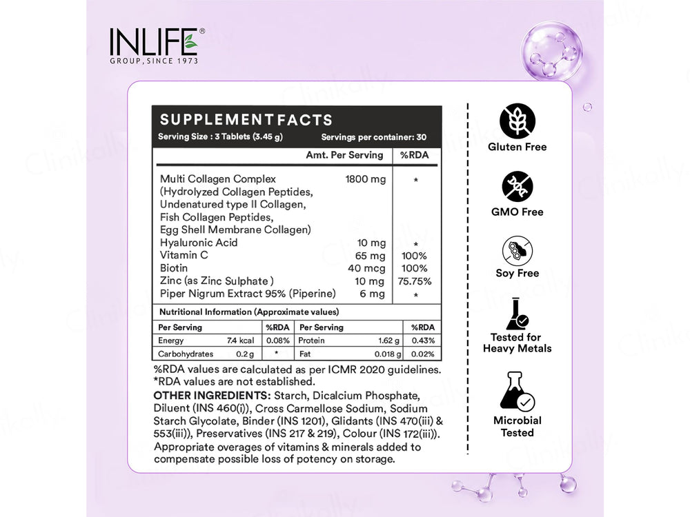 Inlife Multi Collagen Complex Nutraceutical Tablet