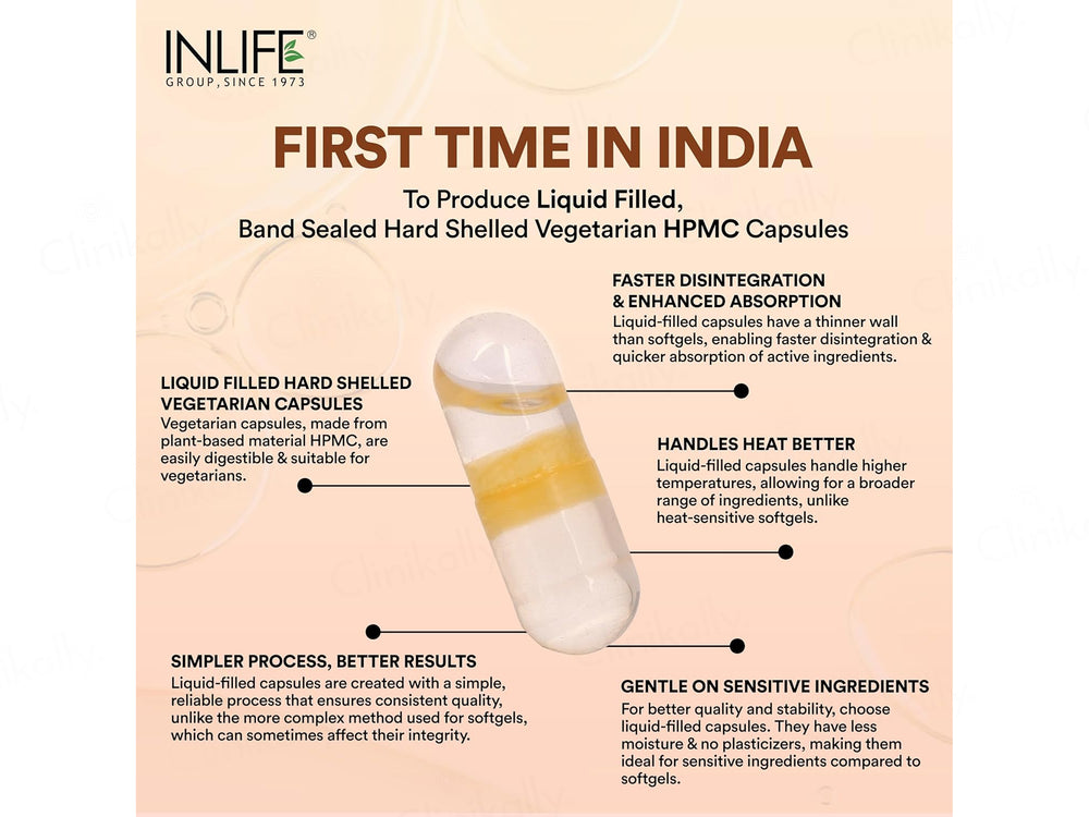 Inlife Natural Garlic Oil 0.5% Liquid Filled Veg Capsule