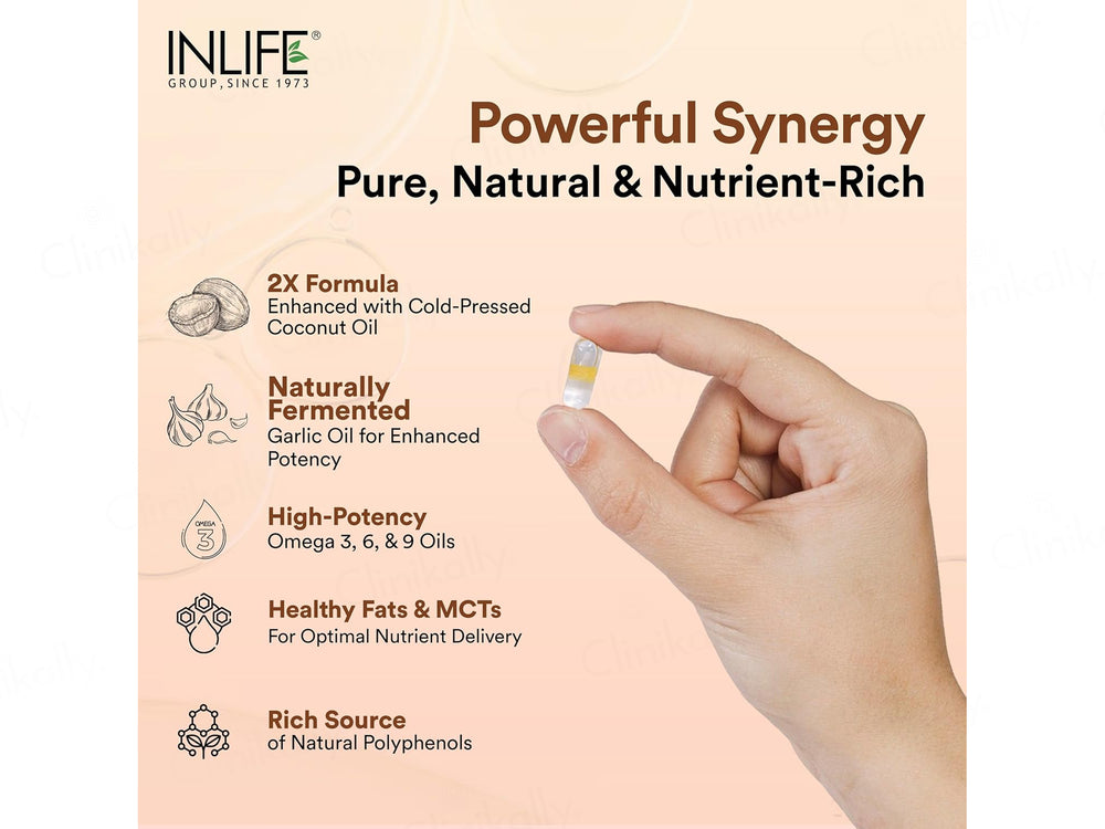 Inlife Natural Garlic Oil 0.5% Liquid Filled Veg Capsule