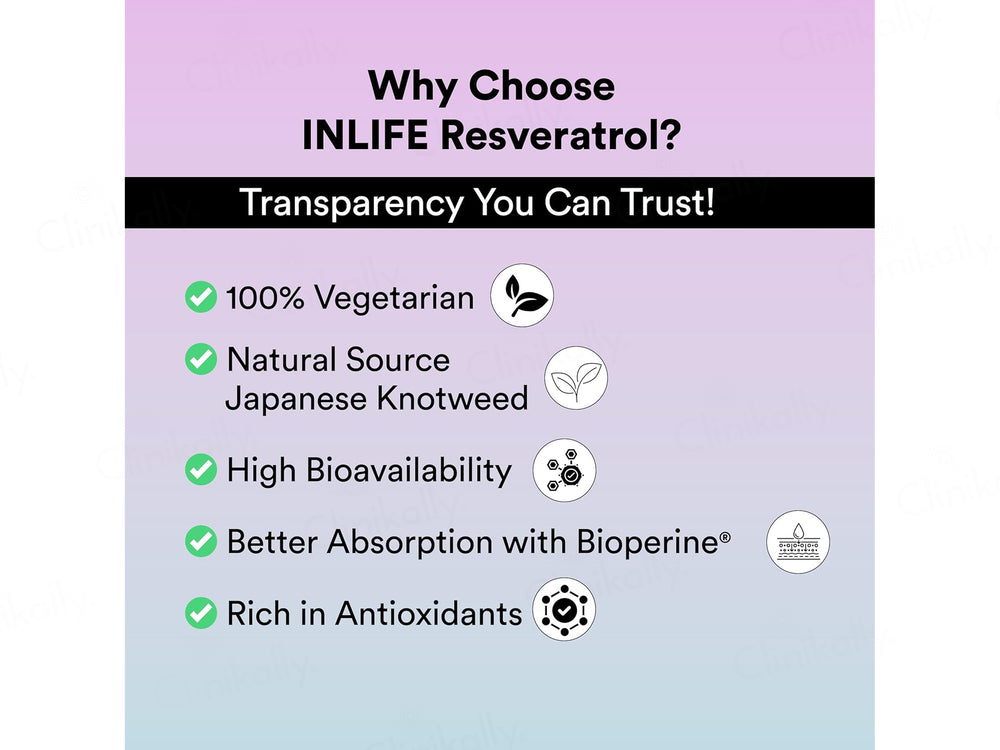 Inlife Natural Resveratrol Japanese Knotweed 750mg Nutraceutical Veg Capsule