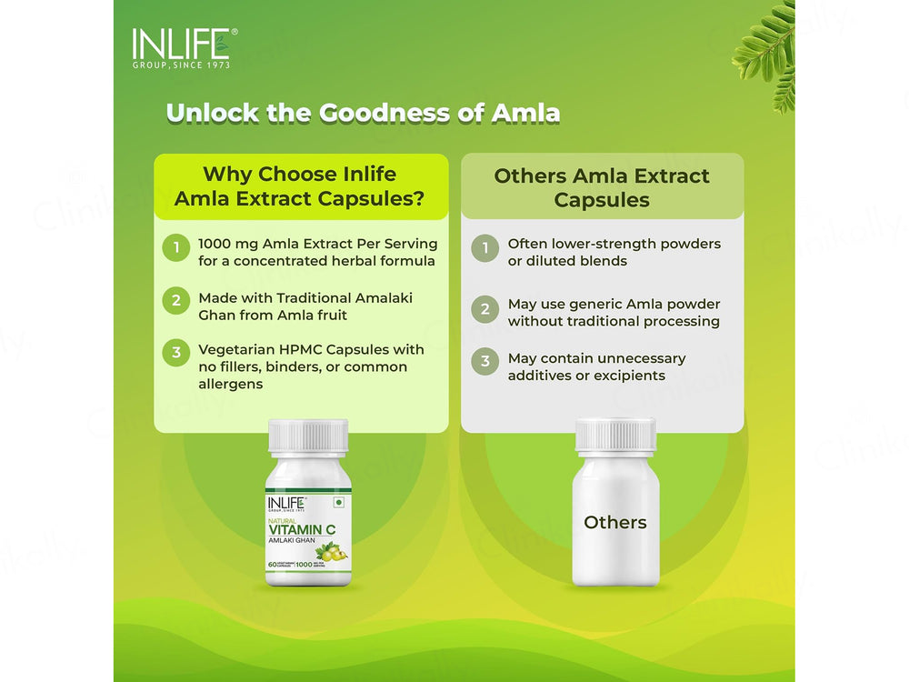 Inlife Natural Vitamin C Amlaki Ghan 1000mg Vegetarian Capsule