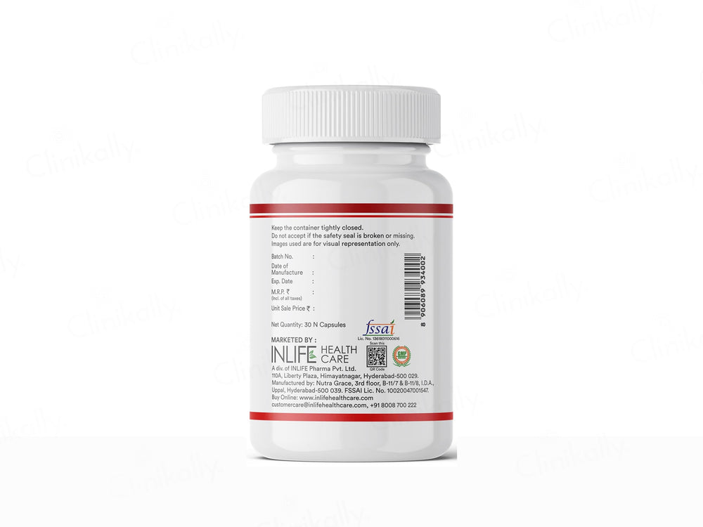 Inlife Naturally Sourced Astaxanthin 4mg With Vitamin A, D, E Liquid Filled Veg Capsule