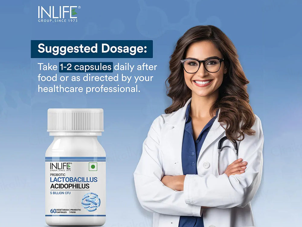 Inlife Probiotics Lacobacillus Acidophilus 5 Billion CFU Vegetarian Capsule
