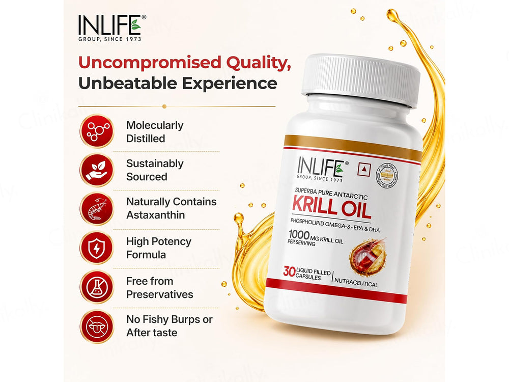 Inlife Superba Pure Antarctic Krill Oil 1000mg Nutraceutical Capsule