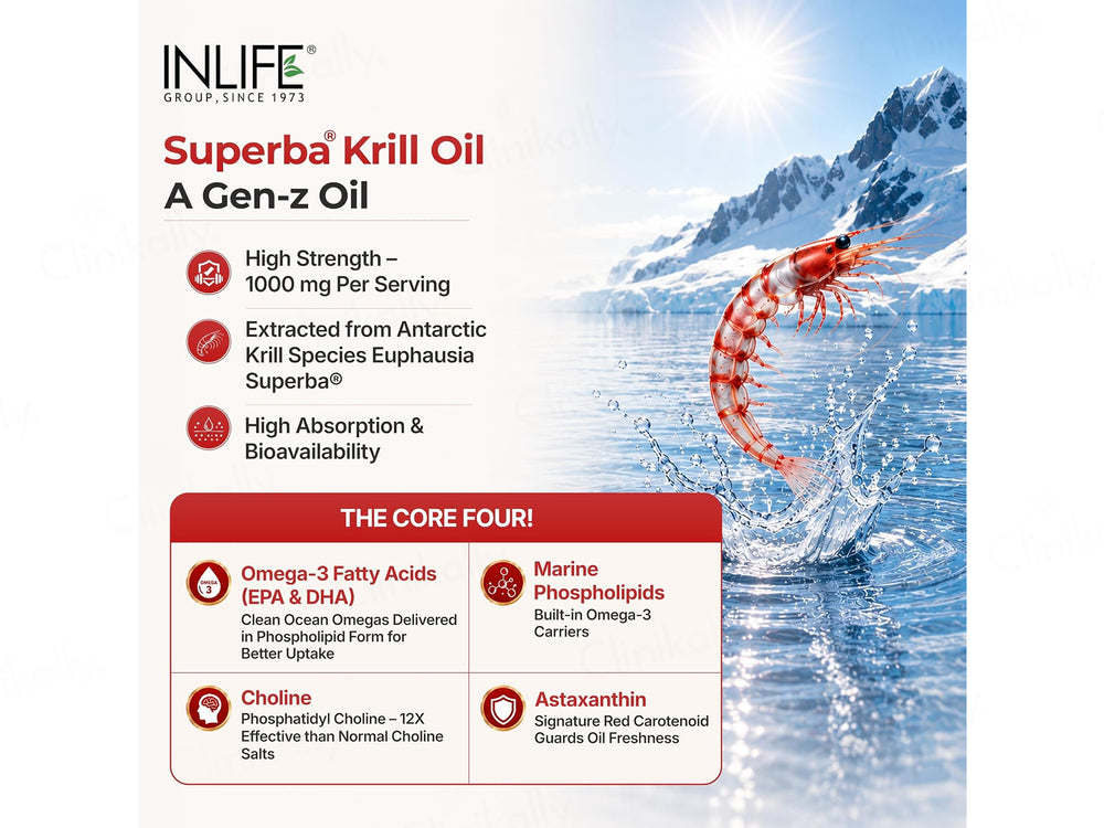 Inlife Superba Pure Antarctic Krill Oil 1000mg Nutraceutical Capsule