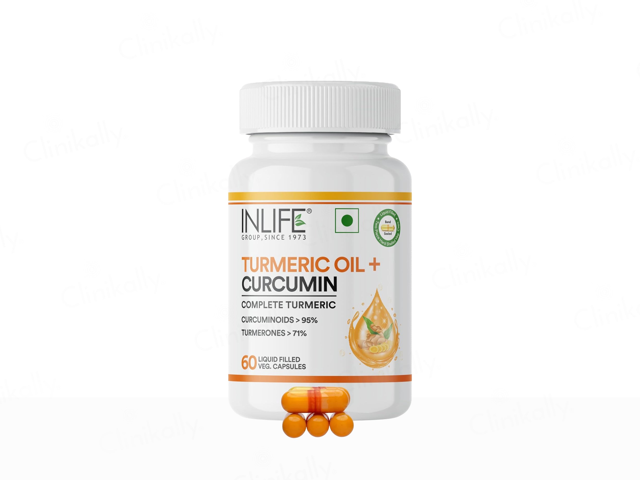 Inlife Turmeric Oil + Curcumin Liquid Filled Veg Capsule