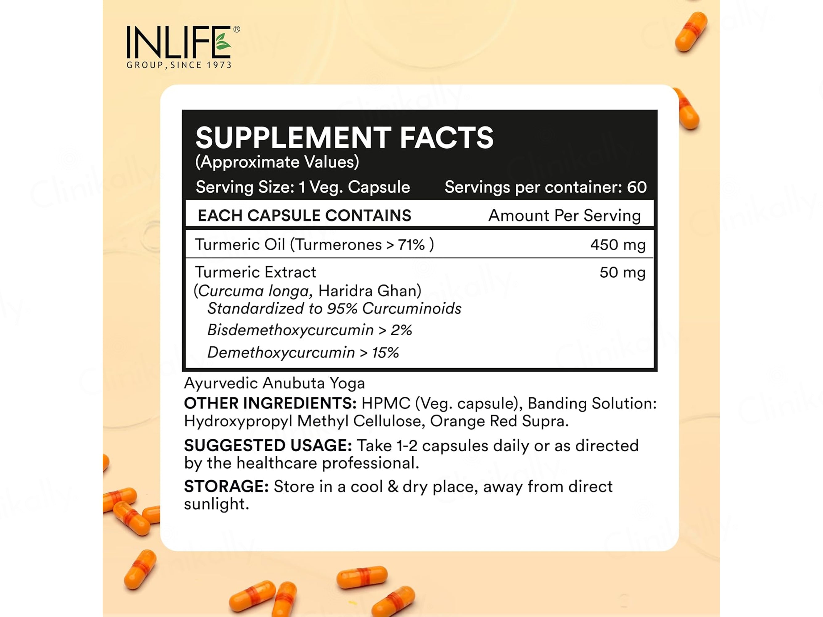 Inlife Turmeric Oil + Curcumin Liquid Filled Veg Capsule
