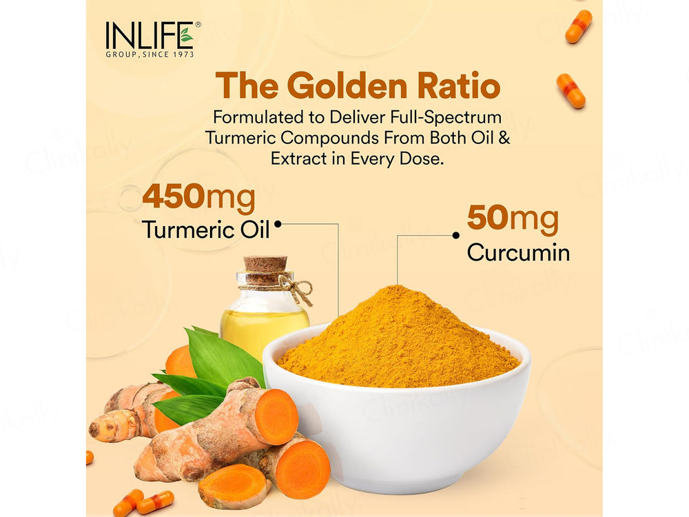 Inlife Turmeric Oil + Curcumin Liquid Filled Veg Capsule