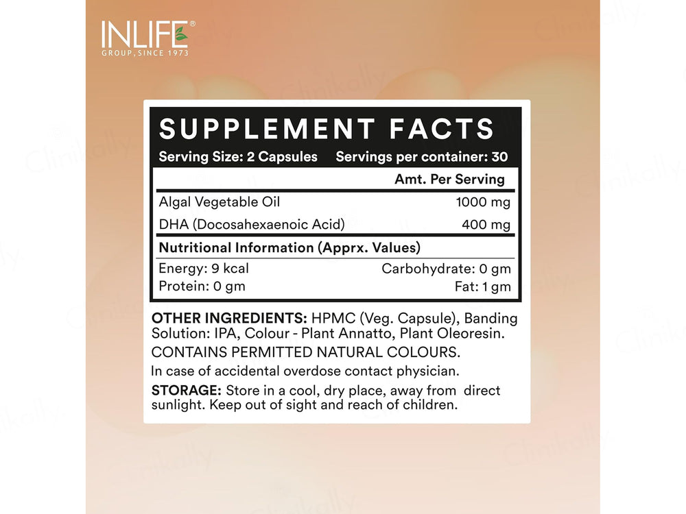 Inlife Vegetarian DHA Algal Oil Liquid FIlled Veg Capsule