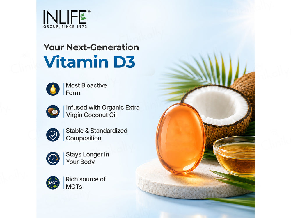 Inlife Vitamin D3 5000 I.U. Cholecalciferol Softgel Capsule