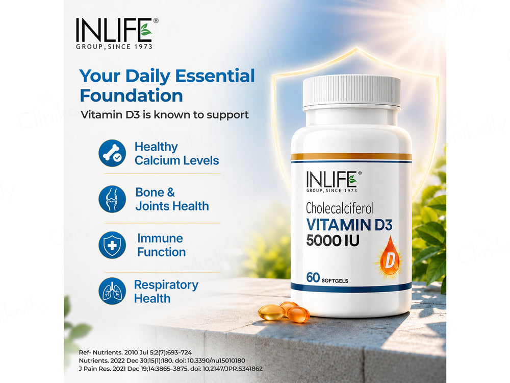Inlife Vitamin D3 5000 I.U. Cholecalciferol Softgel Capsule