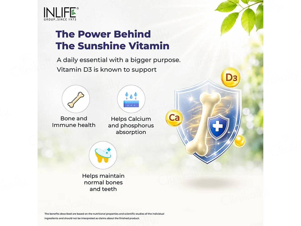 Inlife Vitamin D3 600 IU Health Supplement Capsule