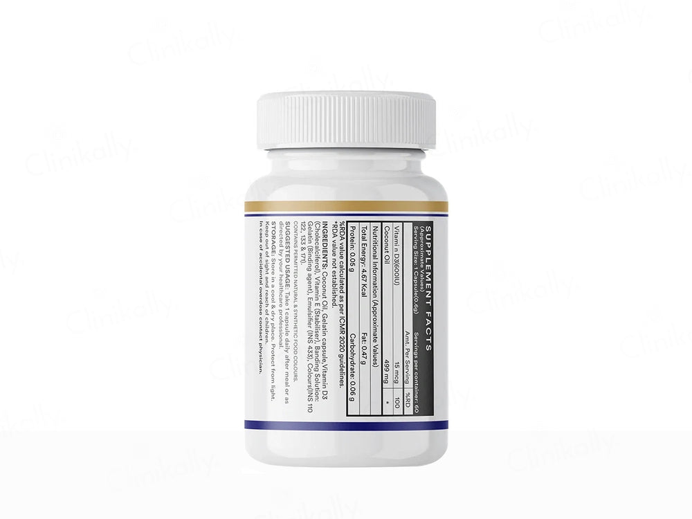 Inlife Vitamin D3 600 IU Health Supplement Capsule