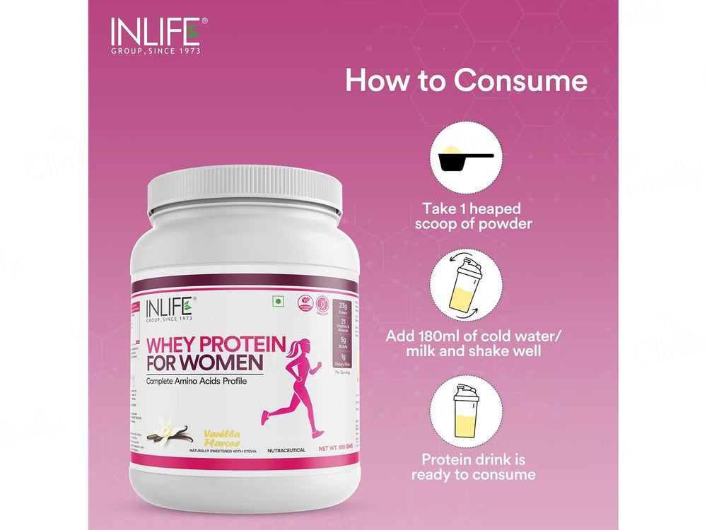 Inlife Whey Protein Nutraceutical Powder For Women - Vanilla Flavour