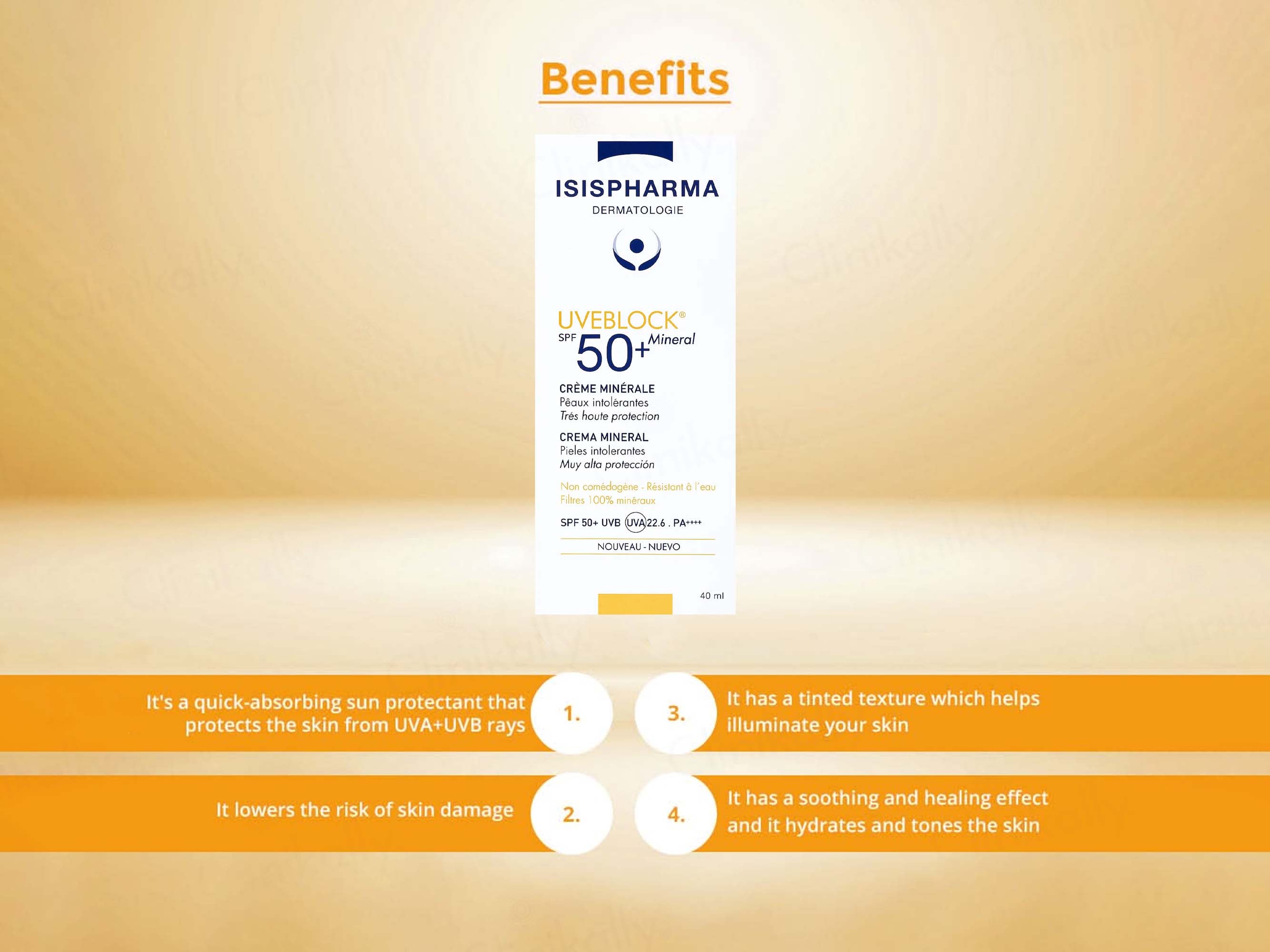 Isispharma UVE Block Mineral Cream Sunscreen SPF 50+ PA++++