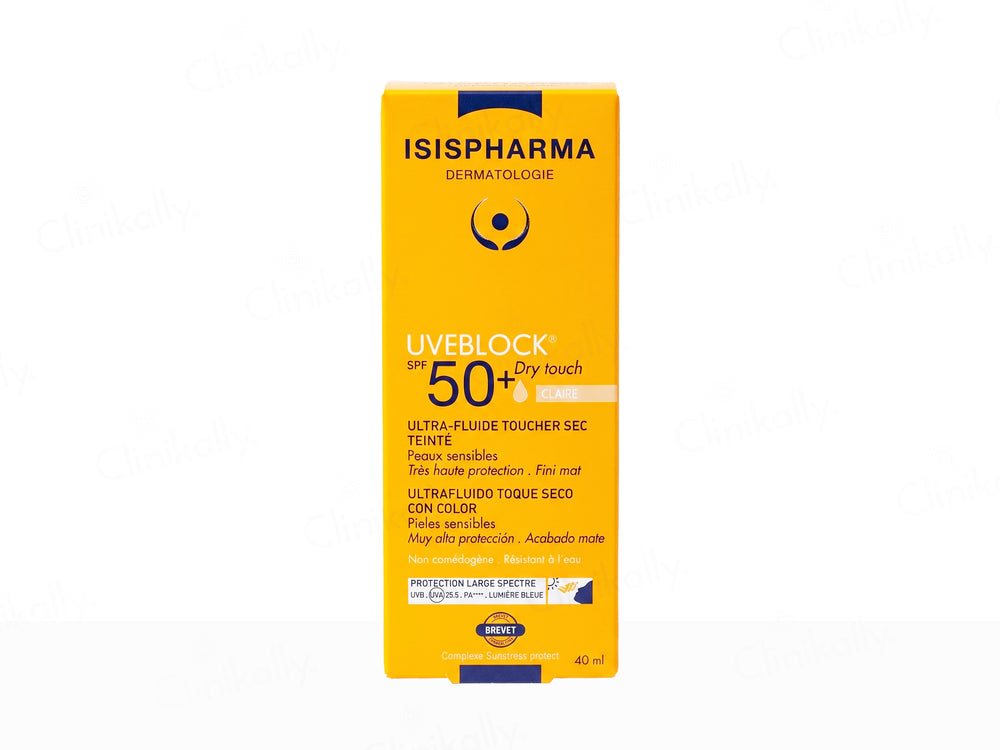 Isispharma UVE Block Tinted Dry Touch Ultra-Fluid Sunscreen SPF 50+ PA++++ (Claire/Light)