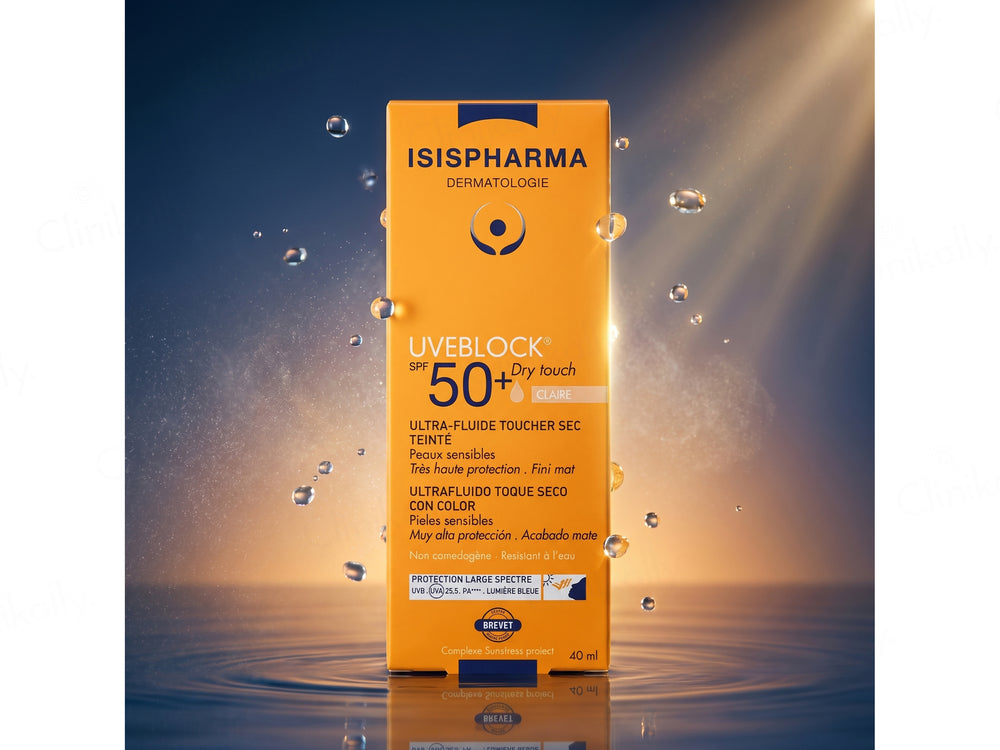 Isispharma UVE Block Tinted Dry Touch Ultra-Fluid Sunscreen SPF 50+ PA++++ (Claire/Light)