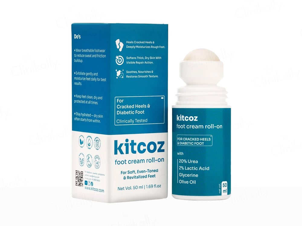 Kitcoz Foot Cream Roll-On For Cracked Heels & Diabetic Foot