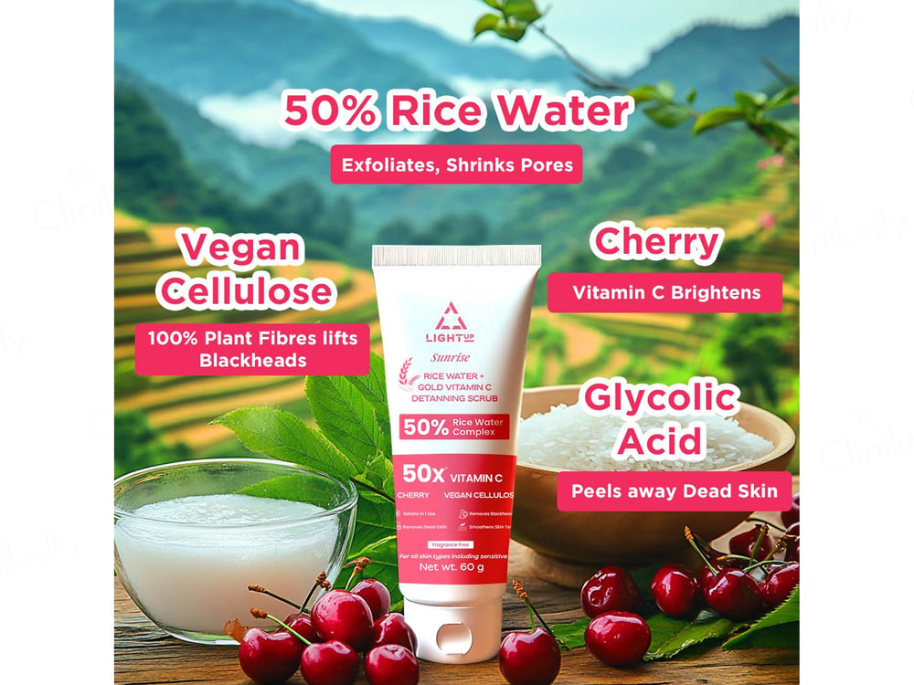 Light Up Sunrise 50% Rice Water Complex + Gold Vitamin C De-Tanning Face Scrub