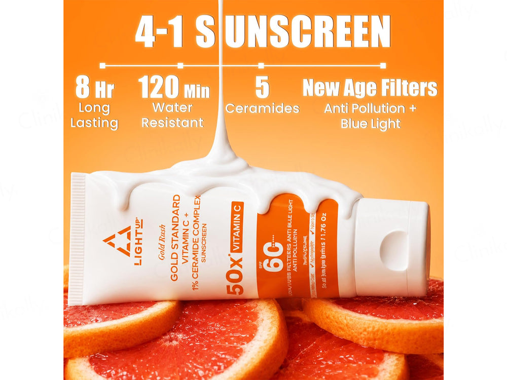 Light Up Gold Rush Gold Standard Vitamin C + 1% Ceramide Complex Sunscreen SPF 60 PA++++