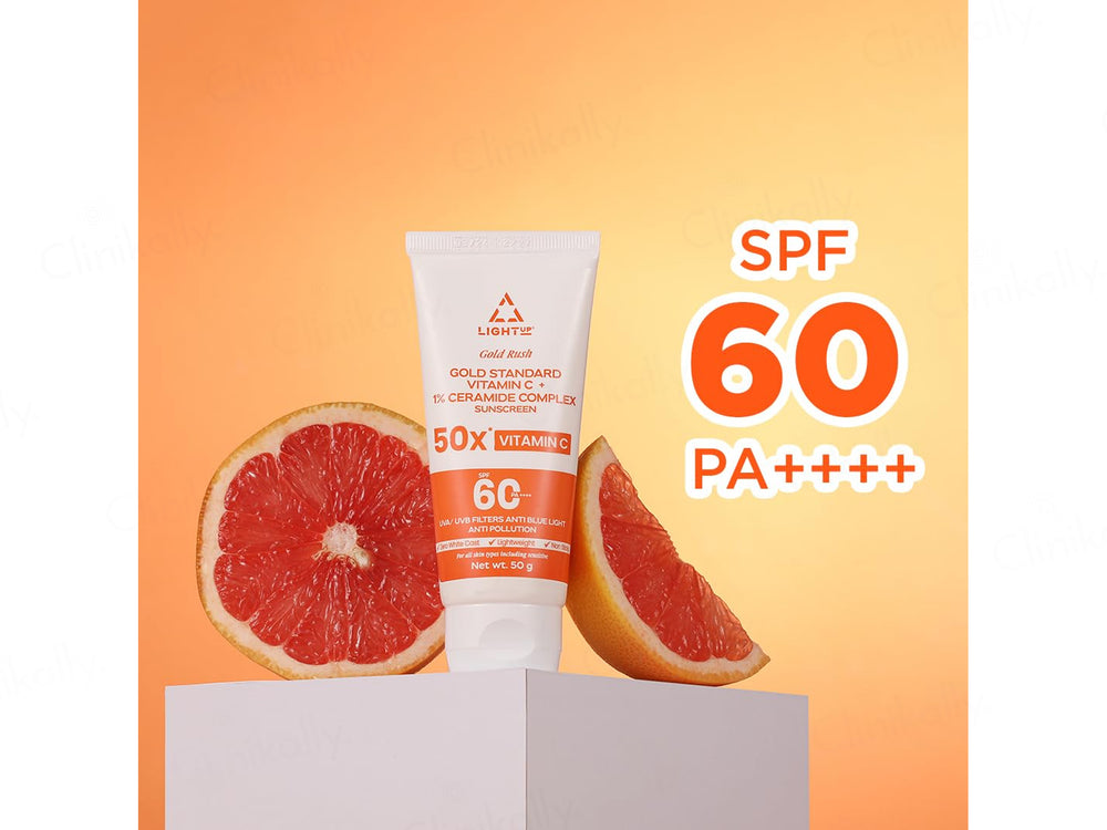 Light Up Gold Rush Gold Standard Vitamin C + 1% Ceramide Complex Sunscreen SPF 60 PA++++