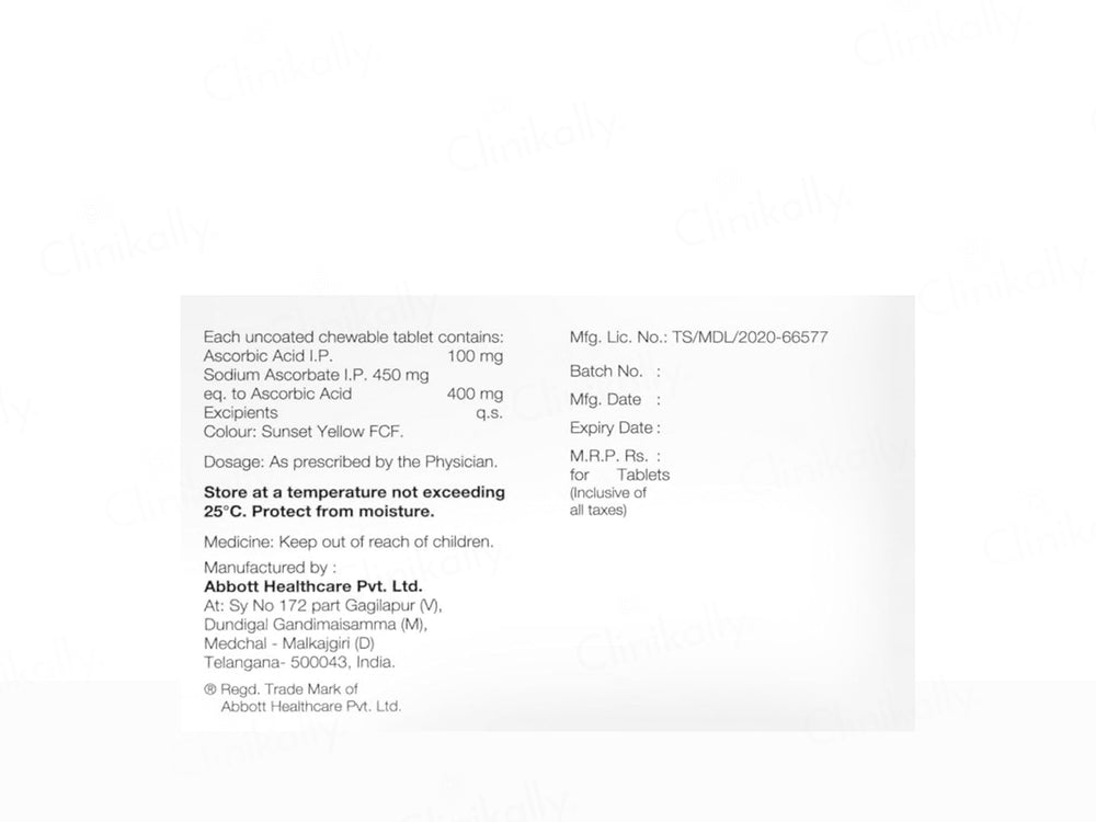 Limcee Vitamin C 500mg Chewable Tablet - Orange Flavour