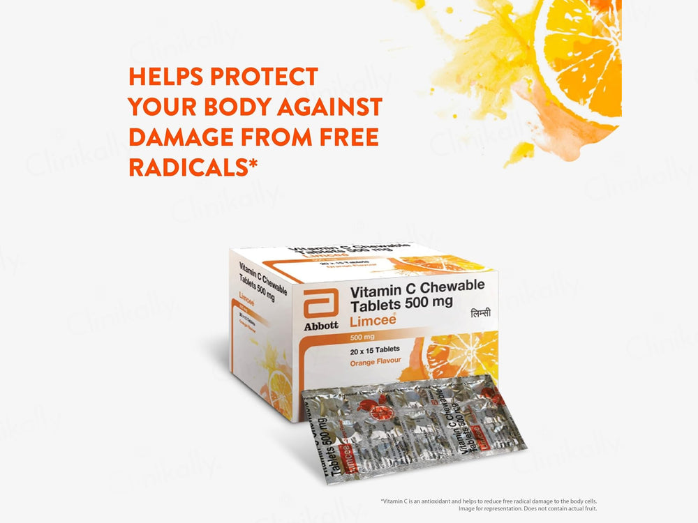Limcee Vitamin C 500mg Chewable Tablet - Orange Flavour