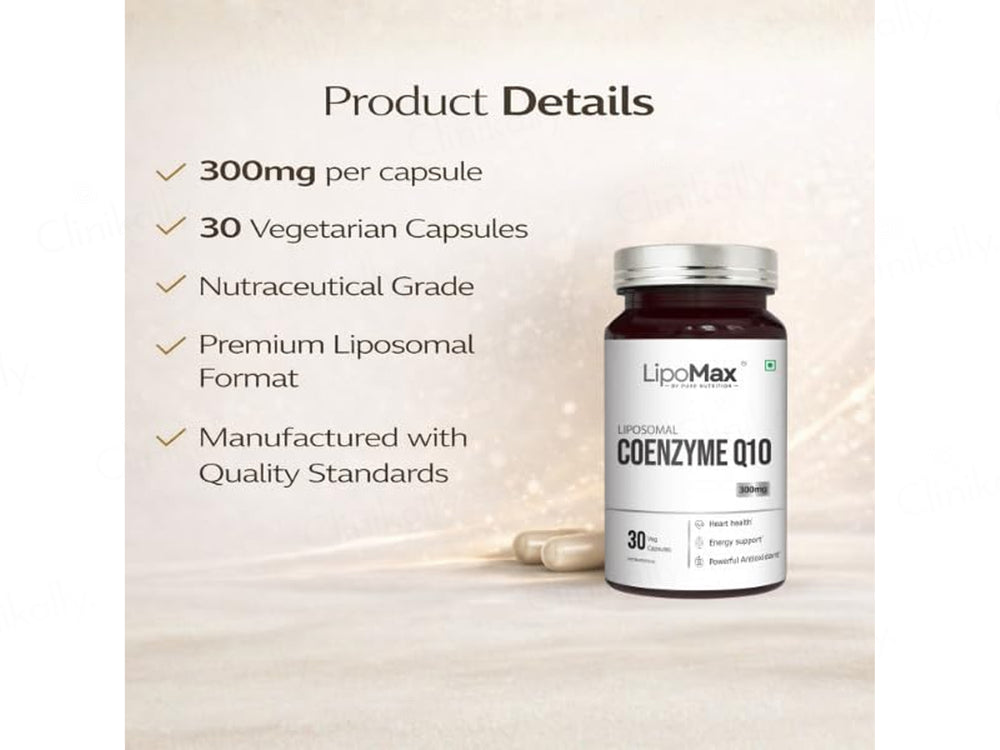 Lipomax Liposomal Coenzyme Q10 300mg Nutraceutical Veg Capsule