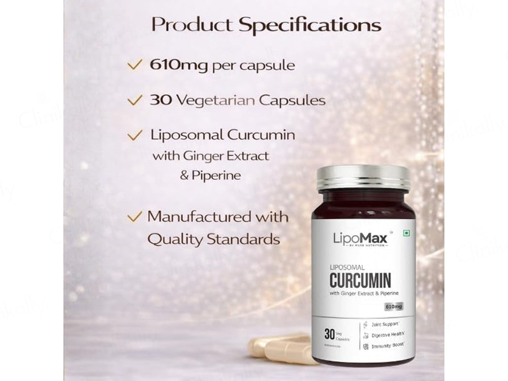Lipomax Liposomal Curcumin 610mg Nutraceutical Veg Capsule