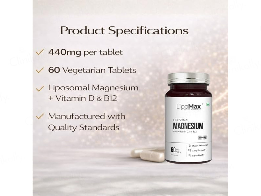 Lipomax Liposomal Magnesium 440mg Nutraceutical Veg Tablet