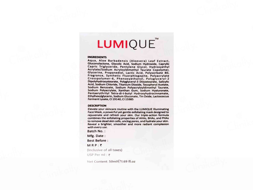 Lumique Illuminating Instant Glow Deep Exfoliation Face Mask