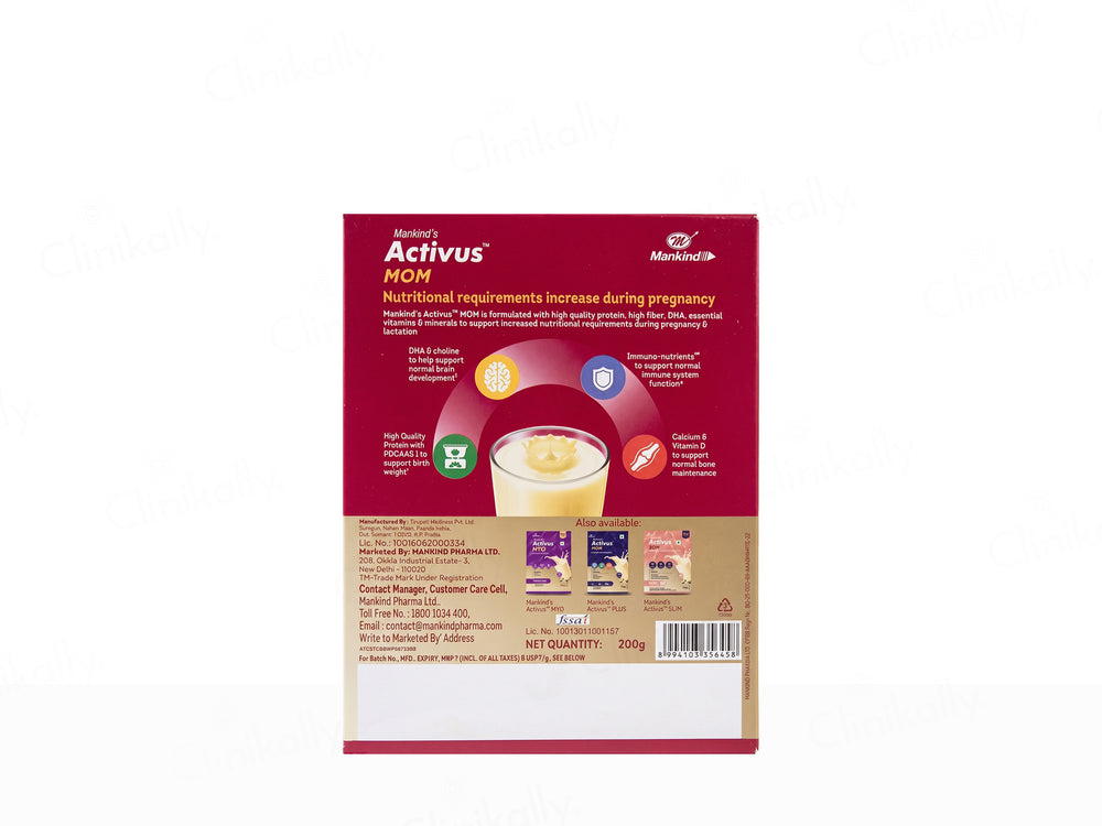 Mankind's Activus Mom Protein Supplement Powder - Vanilla Flavour