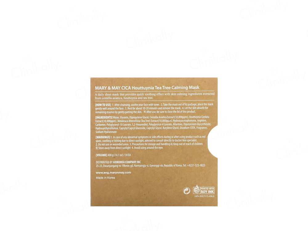 Mary&May Cica Houttuynia Tea Tree Calming Daily Sheet Mask