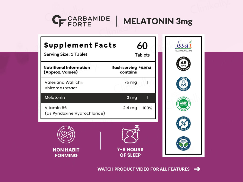Carbamide Forte Melatonin 3mg + Tagar 75mg Sleep Tablet
