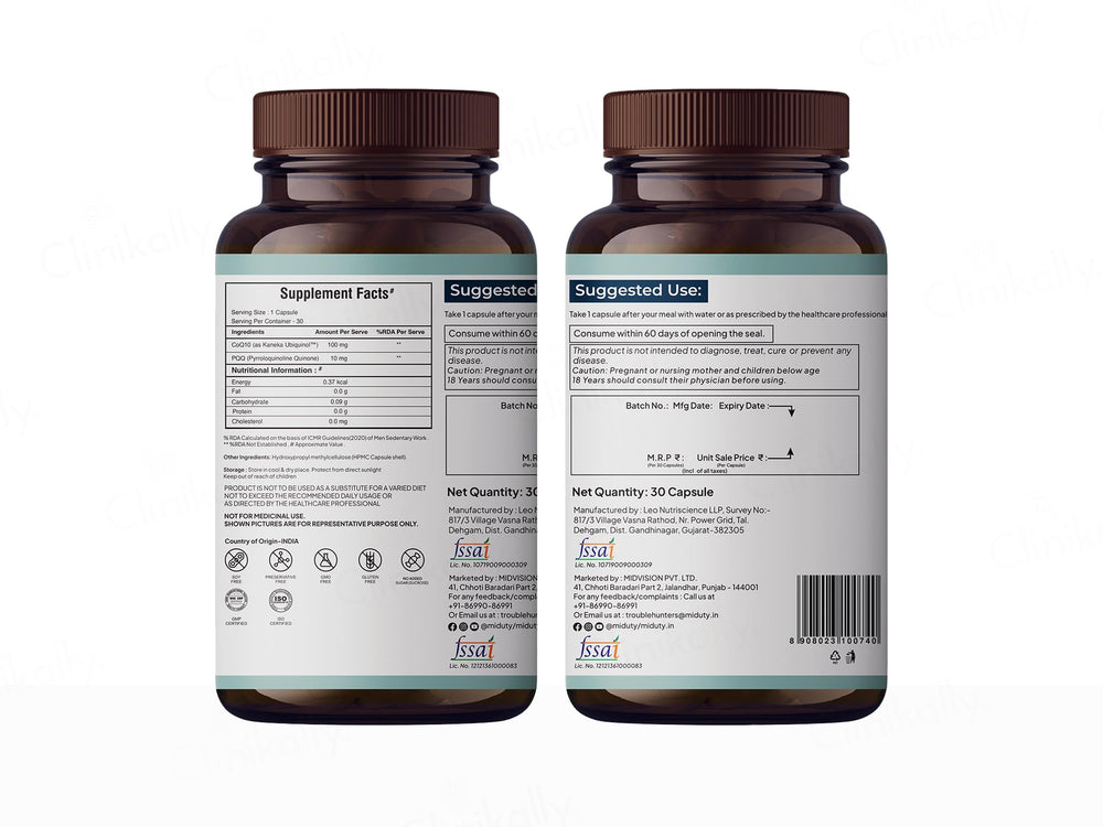 Miduty Active CoQ10 Nutraceutical Veg Capsule