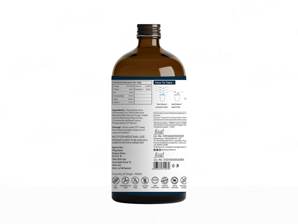 Miduty Apple Cider Vinegar - Fenugreek And Cinnamon Flavoured